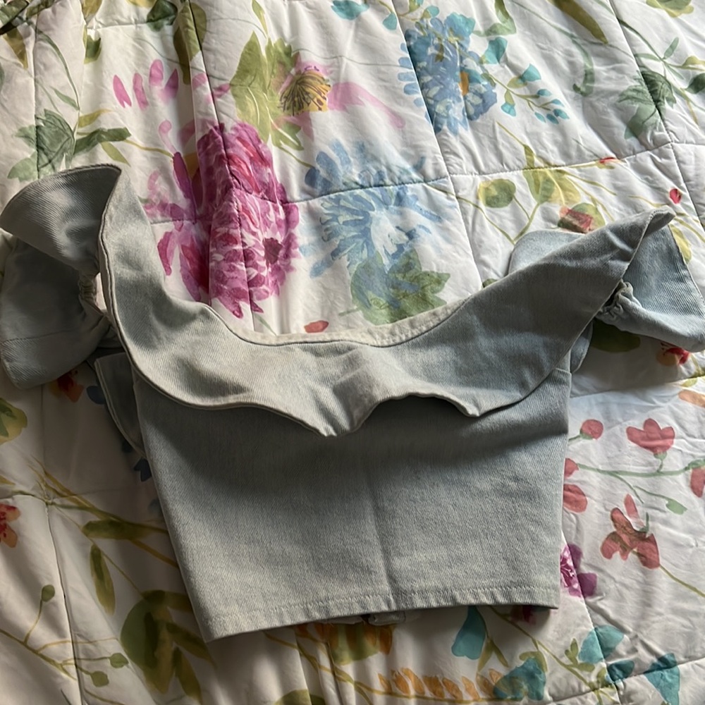 APIECE APART FLORIAN DENIM RUFFLE OFF-SHOULDER SMOCK TOP 2 - Picture 9 of 11
